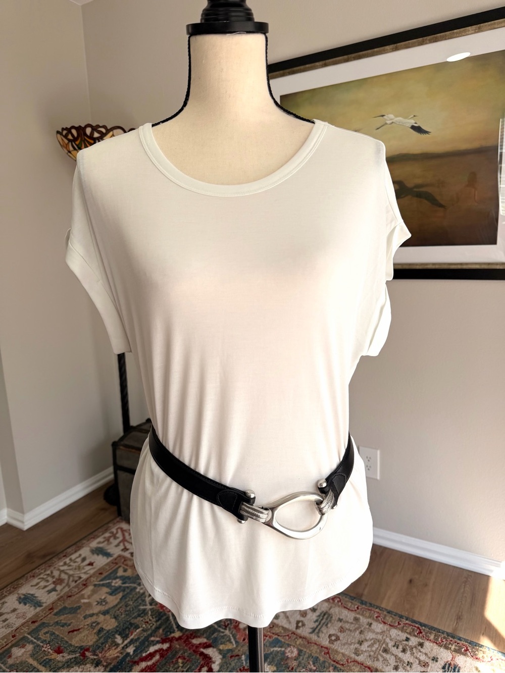 Black Leather Equestrian Horse Bit Belt XL Silver Statement - Picture 3 of 9